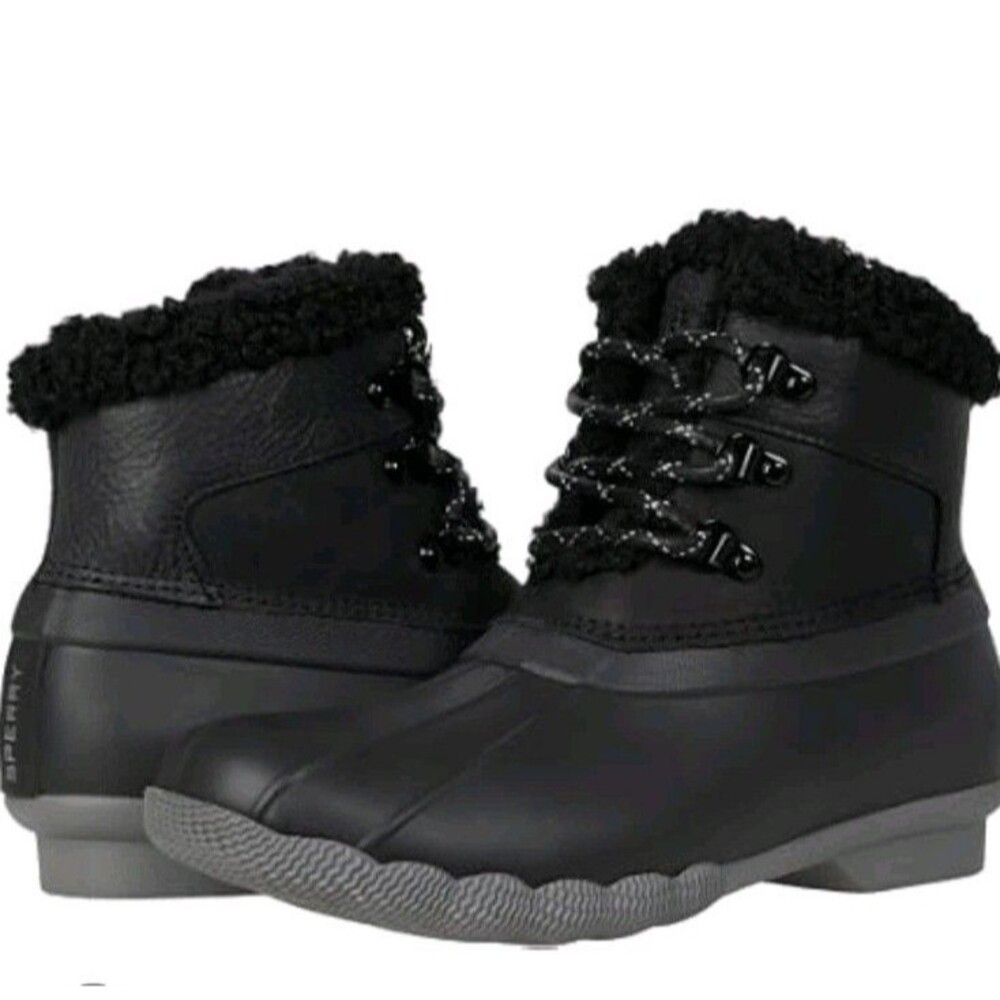 SPERRY SALTWATER ALPINE Womens Duck Boots SZ 6  Black All WEATHER STS86690 NIB !